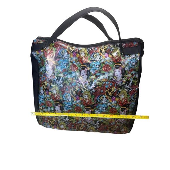 Christian Audigier Ed Hardy KISS OF DEATH True to My LOVE GEISHA large tote bag - Picture 5 of 7